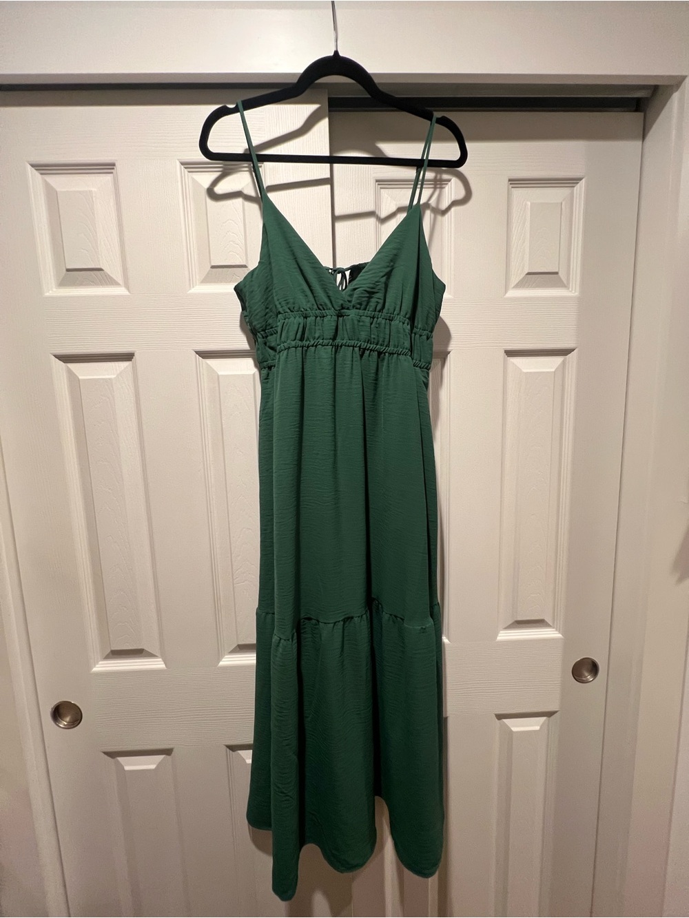 a new day Forest Green V-Neck Maxi Dress with Spaghetti Straps
